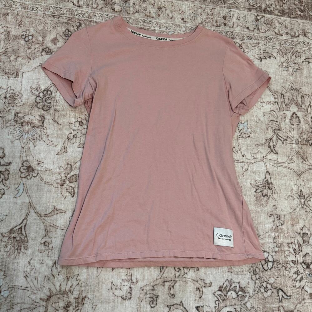 Calvin Klein Performance Light Pink Crewneck Tee Shirt - Womens Small EUC